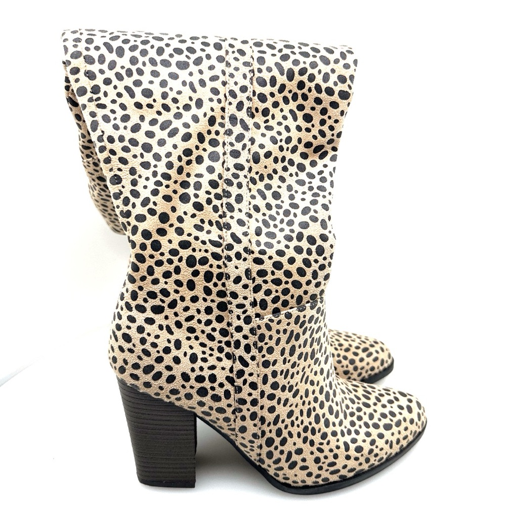NWOB Journee Kyllie Wide Calf Boots Color:Light Brown/Black Cheetah Print 7.5WC - Picture 4 of 13